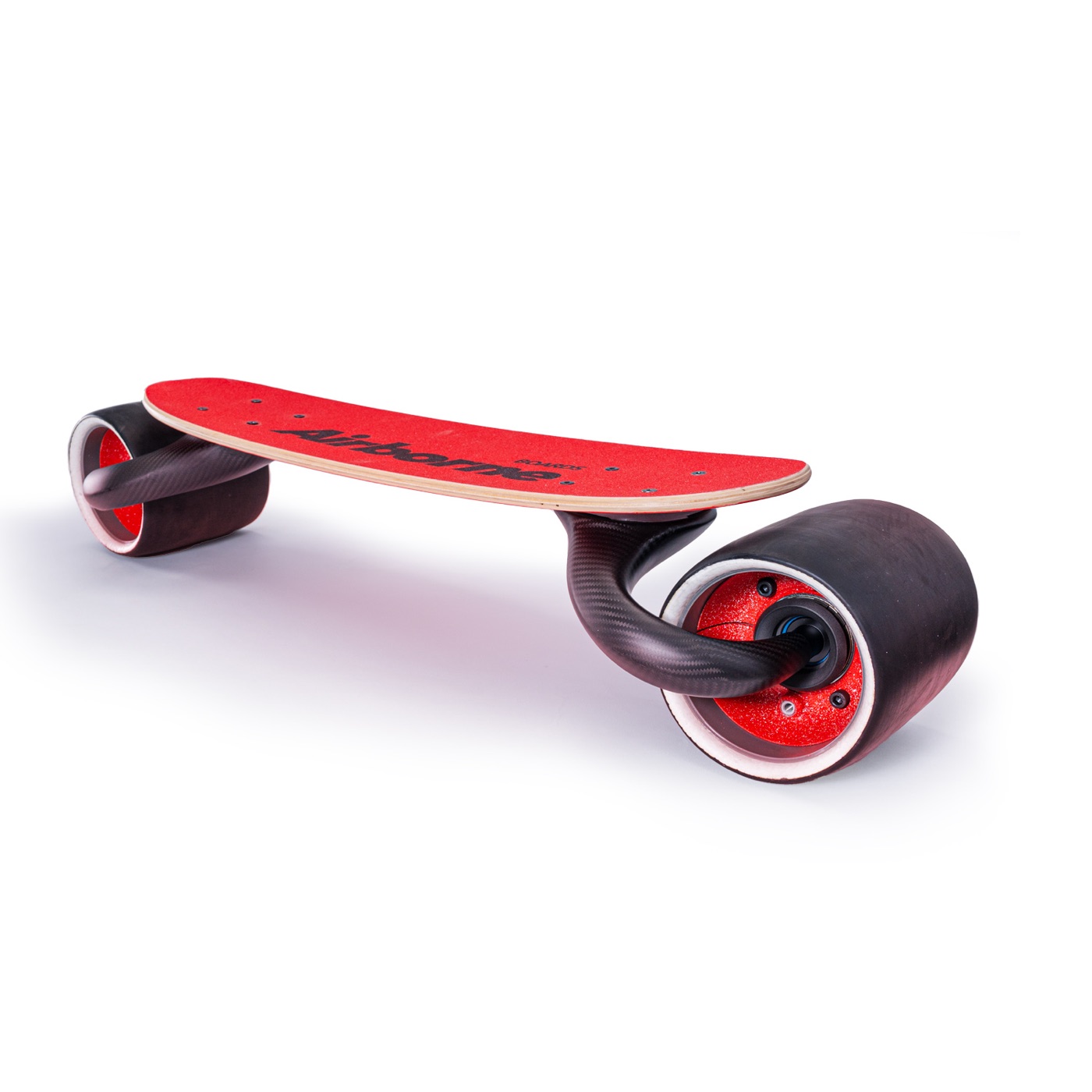 Airborne board on white studio background